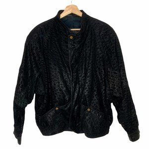 Vintage Leather Alligator Print Heavy Jacket Shiny
